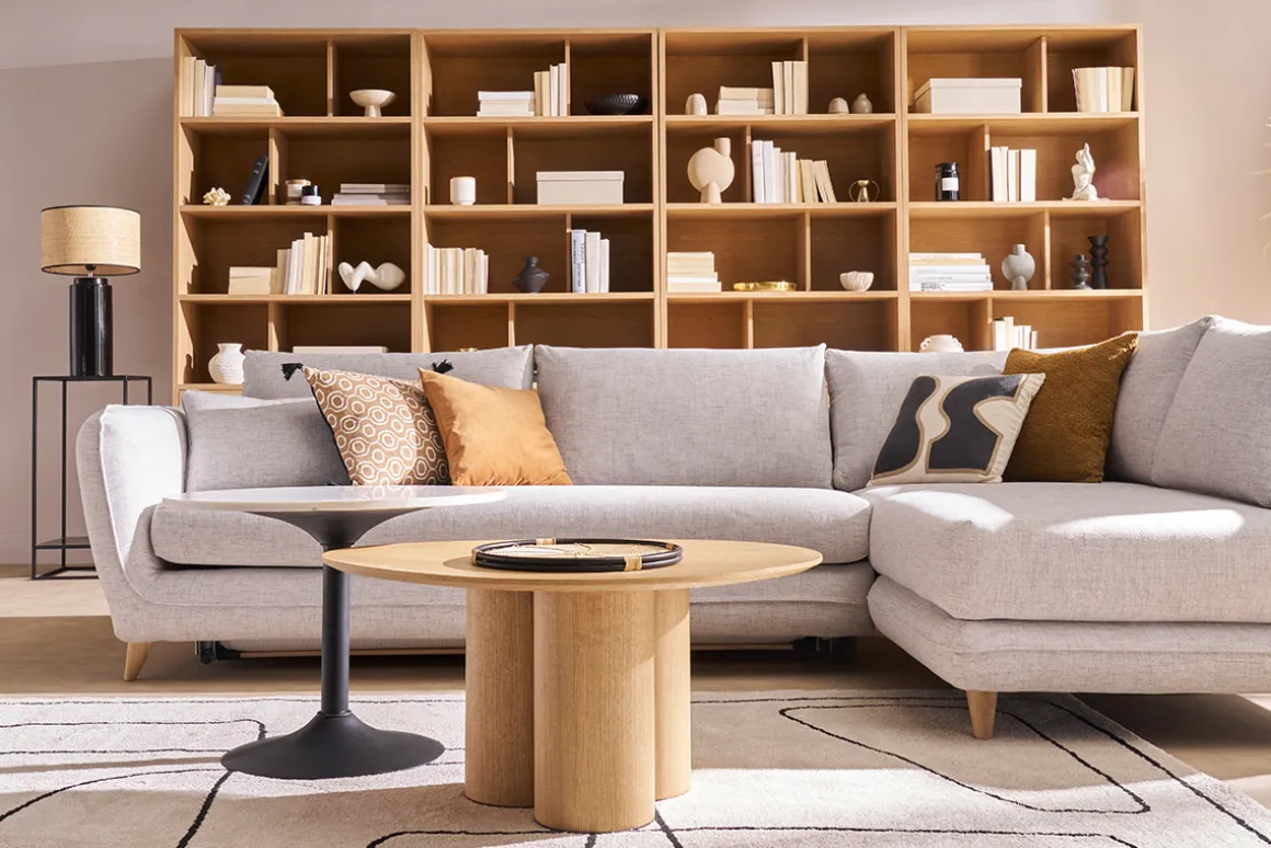 Store Miliboo Mesa de centro de diseño de madera clara HOLLEN