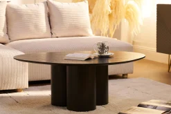 Best Sale Miliboo Mesa de centro de diseño de madera negra 100 cm HOLLEN