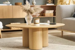 Fashion Miliboo Mesa de centro de diseño de madera clara 100 cm HOLLEN