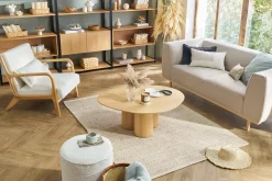 Fashion Miliboo Mesa de centro de diseño de madera clara 100 cm HOLLEN