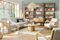 Fashion Miliboo Mesa de centro de diseño de madera clara 100 cm HOLLEN
