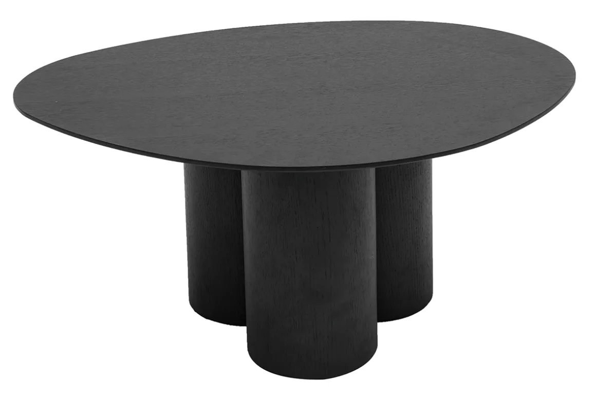 Discount Miliboo Mesa de centro de diseño de madera negra 78 cm HOLLEN