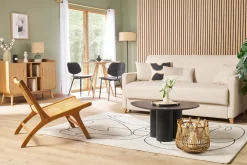 Discount Miliboo Mesa de centro de diseño de madera negra 78 cm HOLLEN
