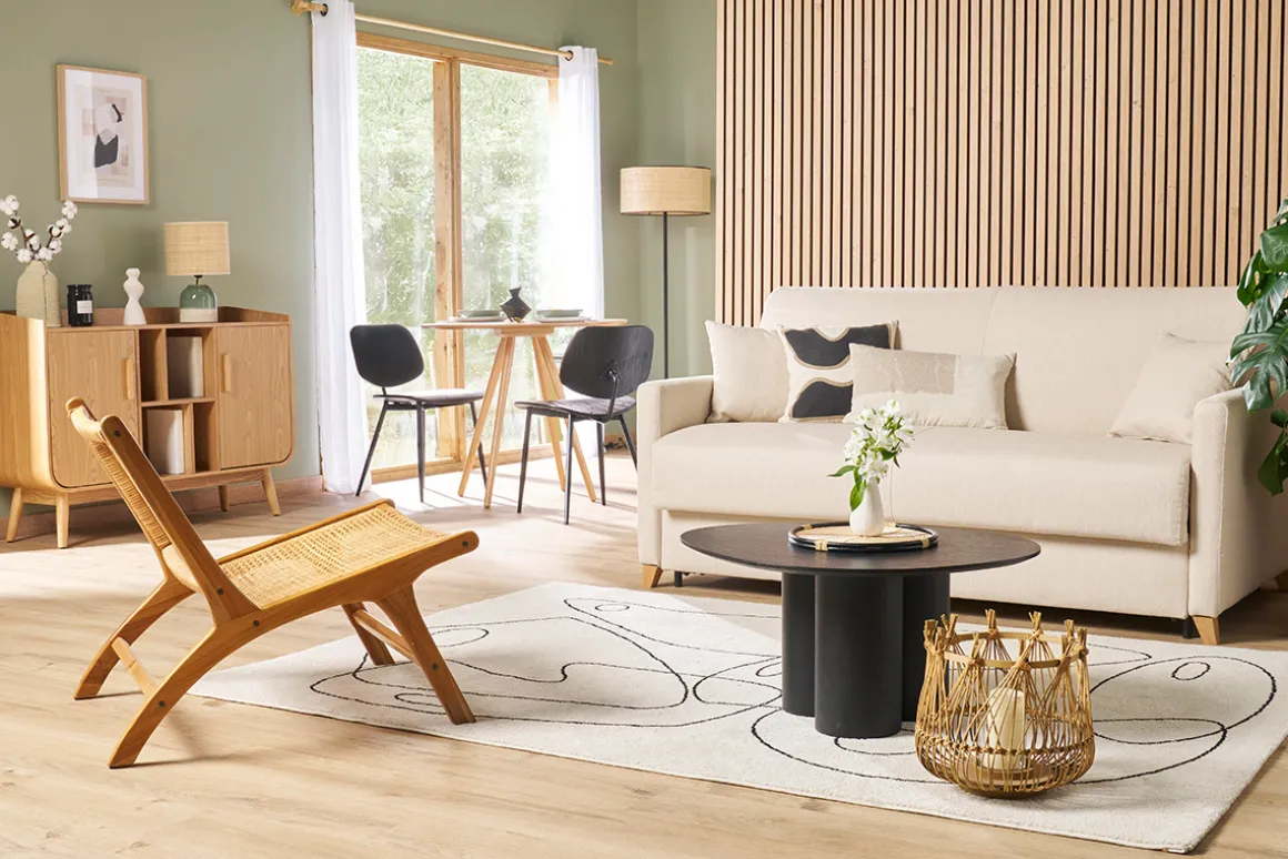 Discount Miliboo Mesa de centro de diseño de madera negra 78 cm HOLLEN