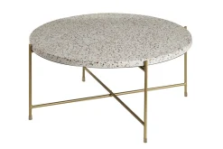 Best Sale Miliboo Mesa de centro de diseño redonda de terrazo y metal dorado 81 cm diám. MEZZO