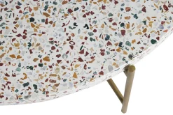 Best Sale Miliboo Mesa de centro de diseño redonda de terrazo y metal dorado 81 cm diám. MEZZO
