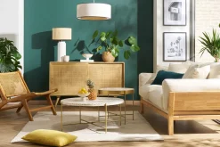 Best Sale Miliboo Mesa de centro de diseño redonda de terrazo y metal dorado 81 cm diám. MEZZO