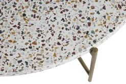Store Miliboo Mesa de centro de diseño redonda en terrazo y metal dorado 55 cm diám. MEZZO