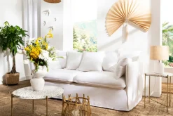 Store Miliboo Mesa de centro de diseño redonda en terrazo y metal dorado 55 cm diám. MEZZO