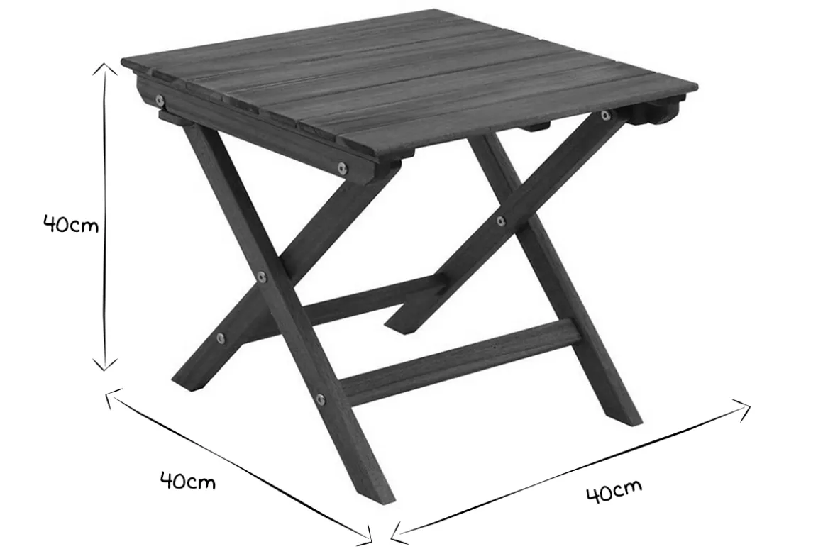 Shop Miliboo Mesa de centro de jardín plegable de madera maciza 40 x 40 cm ITZA