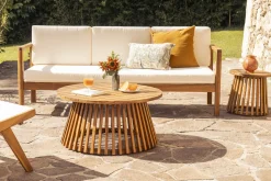 Online Miliboo Mesa de centro de jardín redonda de madera maciza 40 cm - NASSAU