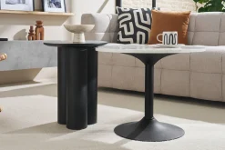 New Miliboo Mesa de centro de mármol y metal negro 60 cm COPEN