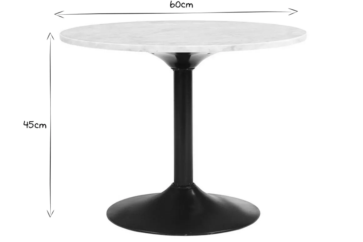 New Miliboo Mesa de centro de mármol y metal negro 60 cm COPEN