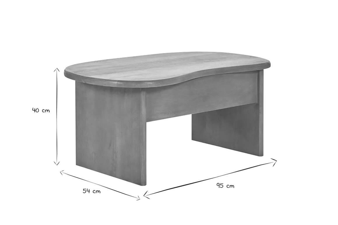 Fashion Miliboo Mesa de centro elevable con almacenaje de madera maciza de mango 95 cm KOKOA