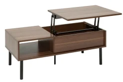 Flash Sale Miliboo Mesa de centro elevable de madera oscura y metal 100 cm KANE