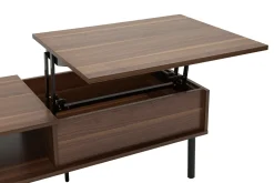 Flash Sale Miliboo Mesa de centro elevable de madera oscura y metal 100 cm KANE