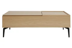 Store Miliboo Mesa de centro elevable de madera clara y metal negro 102,5 cm SEDA