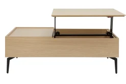Store Miliboo Mesa de centro elevable de madera clara y metal negro 102,5 cm SEDA