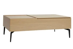 Store Miliboo Mesa de centro elevable de madera clara y metal negro 102,5 cm SEDA