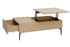 Store Miliboo Mesa de centro elevable de madera clara y metal negro 102,5 cm SEDA