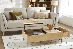 Store Miliboo Mesa de centro elevable de madera clara y metal negro 102,5 cm SEDA