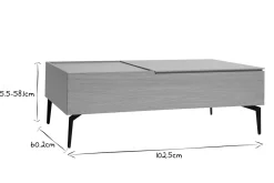 Store Miliboo Mesa de centro elevable de madera clara y metal negro 102,5 cm SEDA