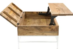 Store Miliboo Mesa de centro elevable mango y metal blanco BOHO