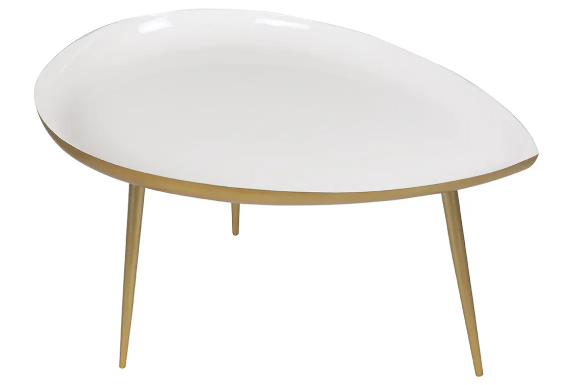 Fashion Miliboo Mesa de centro en acero lacada blanco DROP