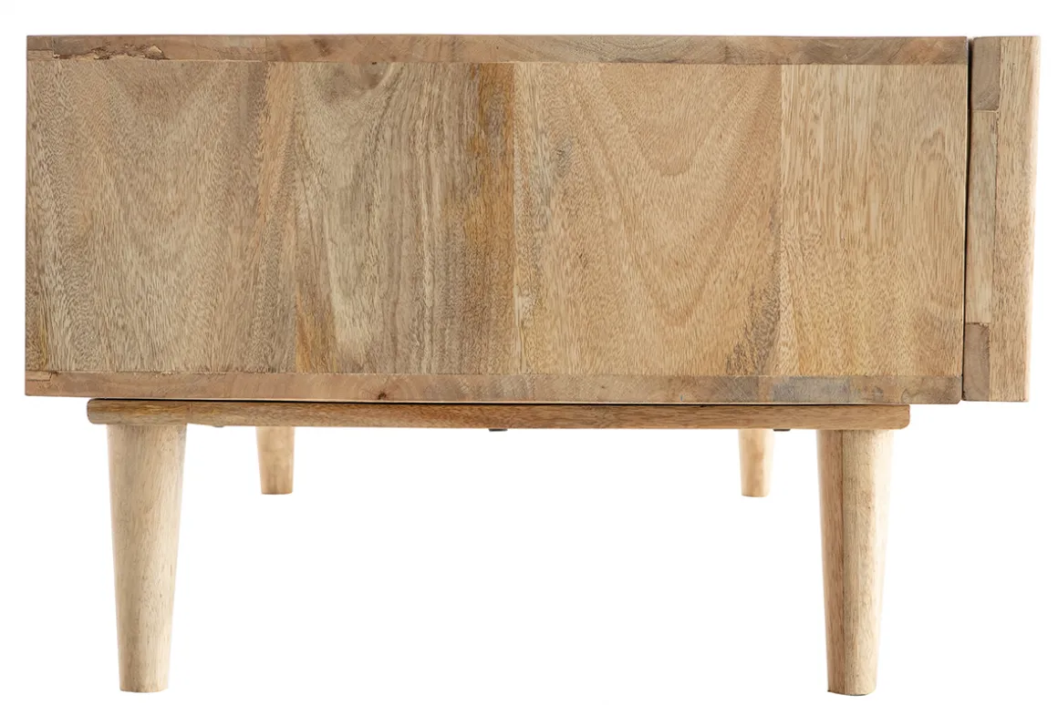 Store Miliboo Mesa de centro en mango macizo con puertas correderas ALBA