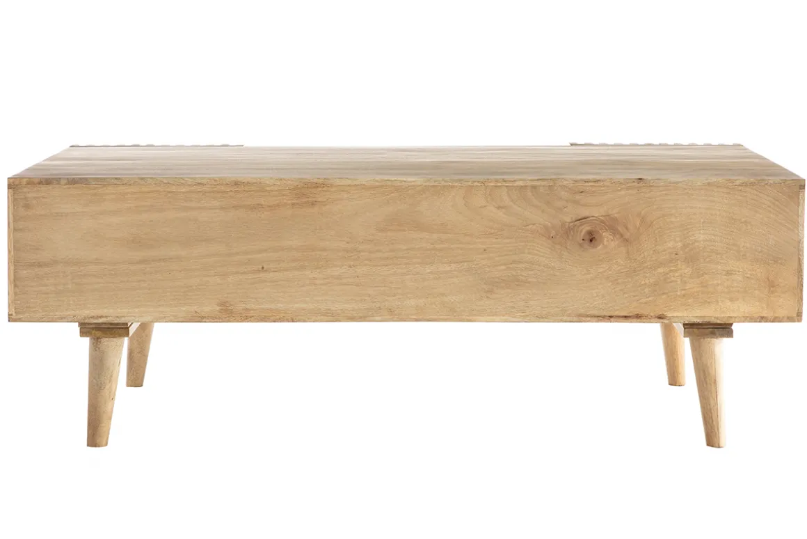 Store Miliboo Mesa de centro en mango macizo con puertas correderas ALBA