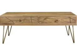 Flash Sale Miliboo Mesa de centro en mango y metal dorado LINIUM