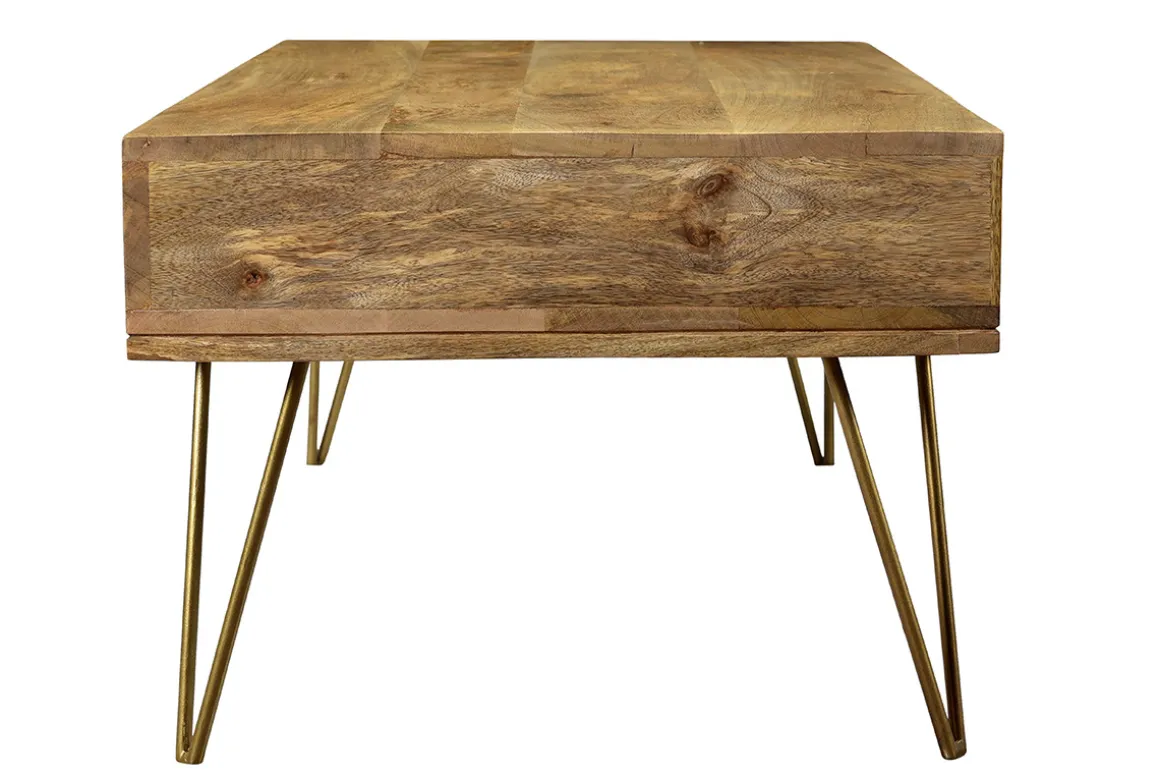 Flash Sale Miliboo Mesa de centro en mango y metal dorado LINIUM