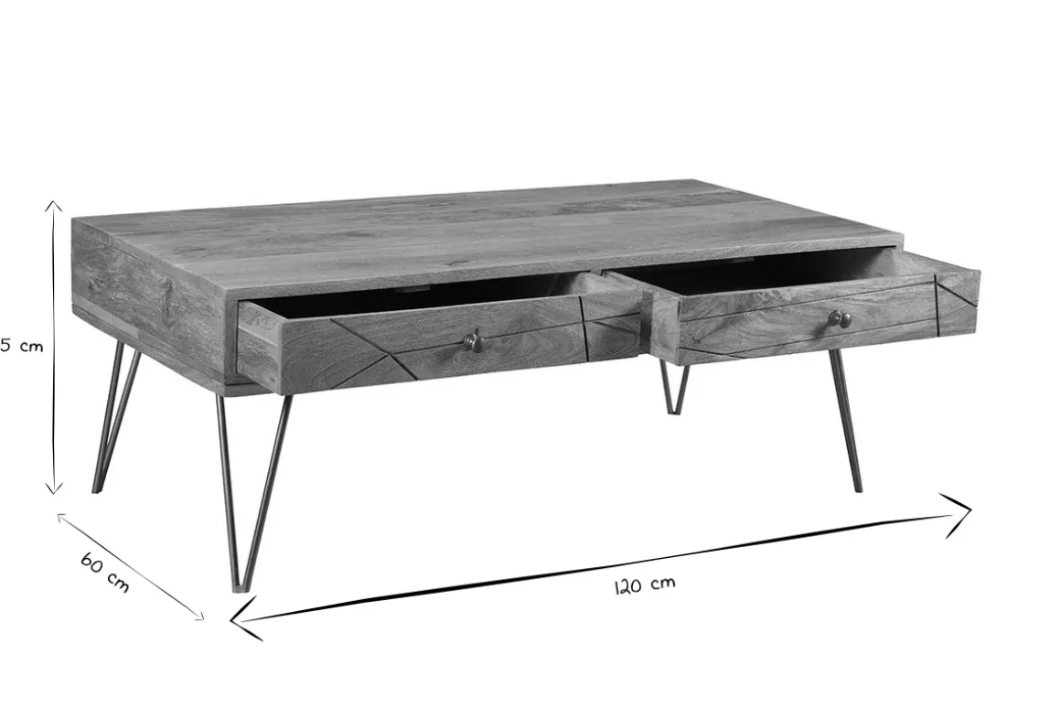 Flash Sale Miliboo Mesa de centro en mango y metal dorado LINIUM