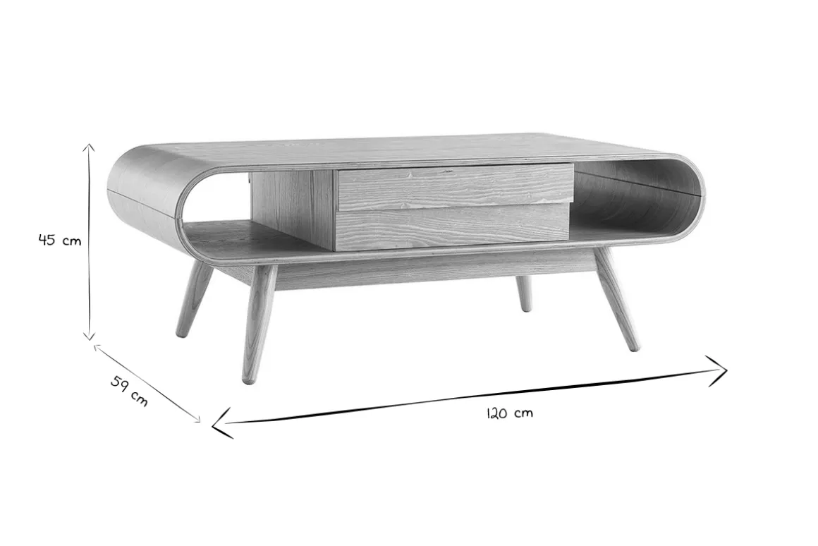 Best Sale Miliboo Mesa de centro escandinava madera natural BALTIK