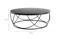 Fashion Miliboo Mesa de centro madera negra y metal negro D80 x A30 cm LACE