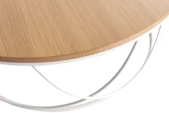 Fashion Miliboo Mesa de centro madera y metal blanco redonda 80 cm LACE