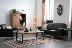 Flash Sale Miliboo Mesa de centro moderna en acacia y metal negro STICK