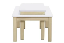 Sale Miliboo Mesa de centro nórdica con banco integrado blanco y madera clara CYBEL