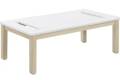 Sale Miliboo Mesa de centro nórdica con banco integrado blanco y madera clara CYBEL