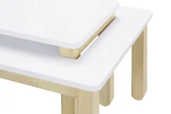Sale Miliboo Mesa de centro nórdica con banco integrado blanco y madera clara CYBEL
