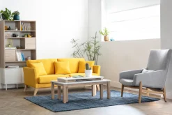 Sale Miliboo Mesa de centro nórdica con banco integrado blanco y madera clara CYBEL