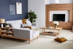 Sale Miliboo Mesa de centro nórdica rectangular con acabado en roble 120 cm BAKAR