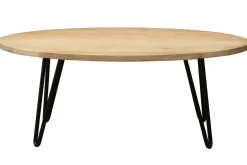 Discount Miliboo Mesa de centro oval L100 x P55 cm en mango macizo VIBES
