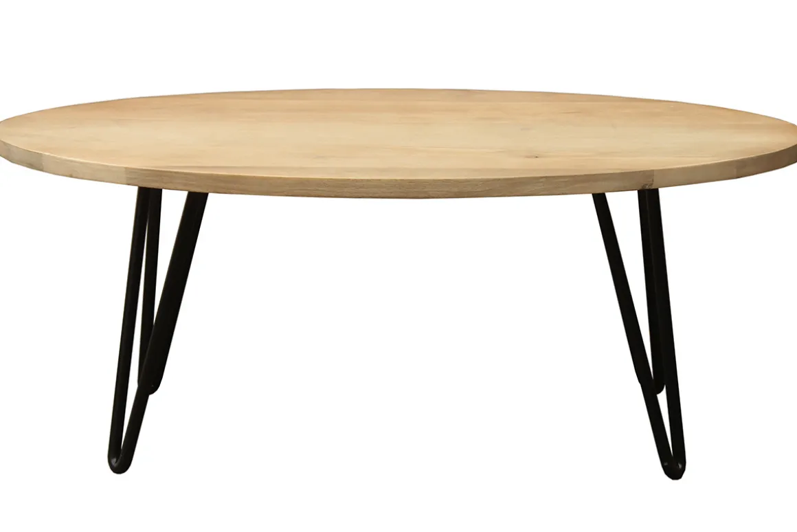 Discount Miliboo Mesa de centro oval L100 x P55 cm en mango macizo VIBES