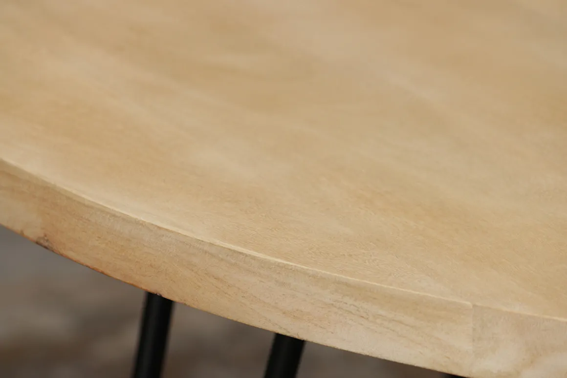 Discount Miliboo Mesa de centro oval L100 x P55 cm en mango macizo VIBES