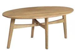 Hot Miliboo Mesa de centro ovalada de madera de mango maciza clara 100 cm PALEY