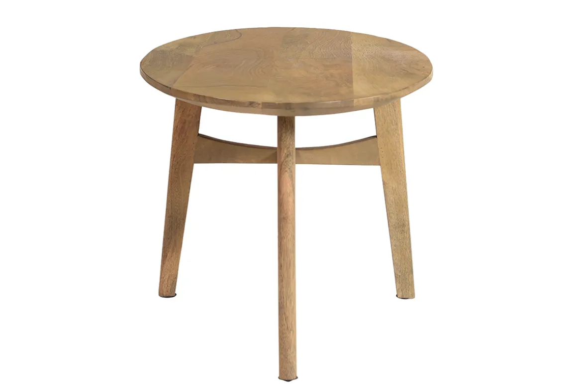 Hot Miliboo Mesa de centro ovalada de madera de mango maciza clara 100 cm PALEY