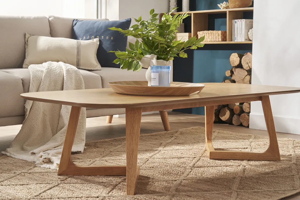 Best Sale Miliboo Mesa de centro rectangular nórdica de madera clara 150 cm JUKE