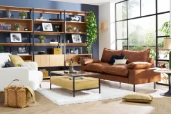 Flash Sale Miliboo Mesa de centro rectangular con almacenaje de madera maciza de mango, cristal y metal negro 100 cm SITA