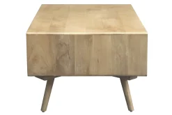 Fashion Miliboo Mesa de centro rectangular con almacenaje de madera maciza de mango y caña de ratán 100 cm ACANGE